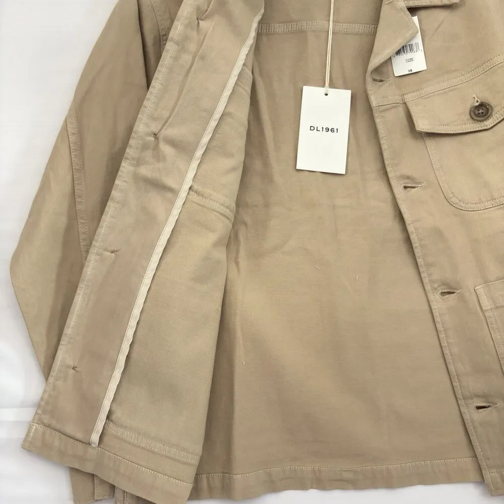 DL1961 Tan Cotton Twill Chore Jacket Utility Field Coat Womens‎ XS New